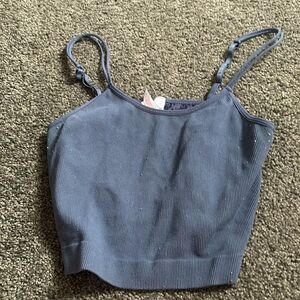 Blue Lace Back Cropped Tank